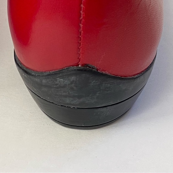 SALVATORE FERRAGAMO black patent red leather Oxford round toe bow ballet flats - Picture 11 of 12